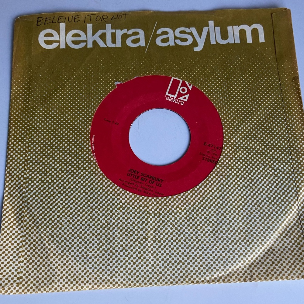 Joey Scarbury Believe It Or Not Vinyl 45 Single